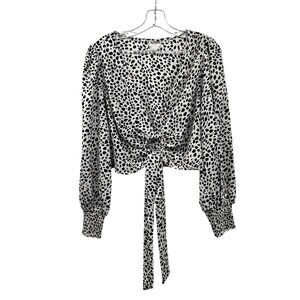 ARULA Womens Crop Top Cut Out Long Sleeve White/Black Size X